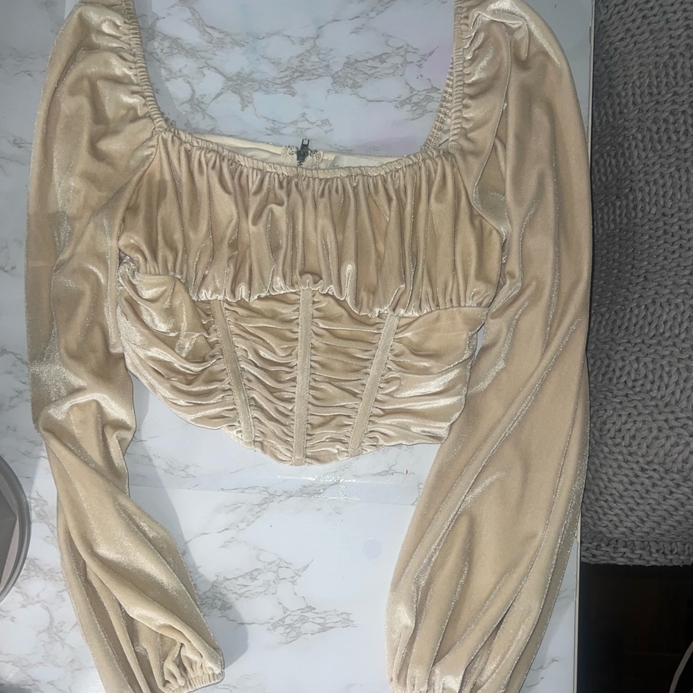 Elegant Cream Long Sleeve Women's Top